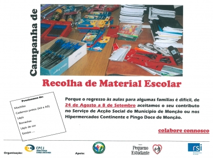 Campanha de recolha de material escolar regressa às superfícies comerciais do concelho