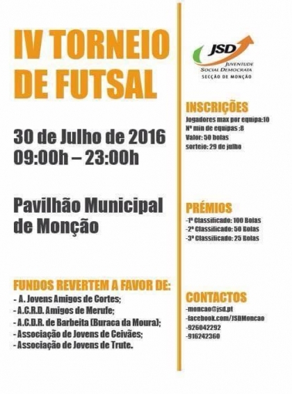 Monção: JSD realiza Torneio de Futsal este sábado
